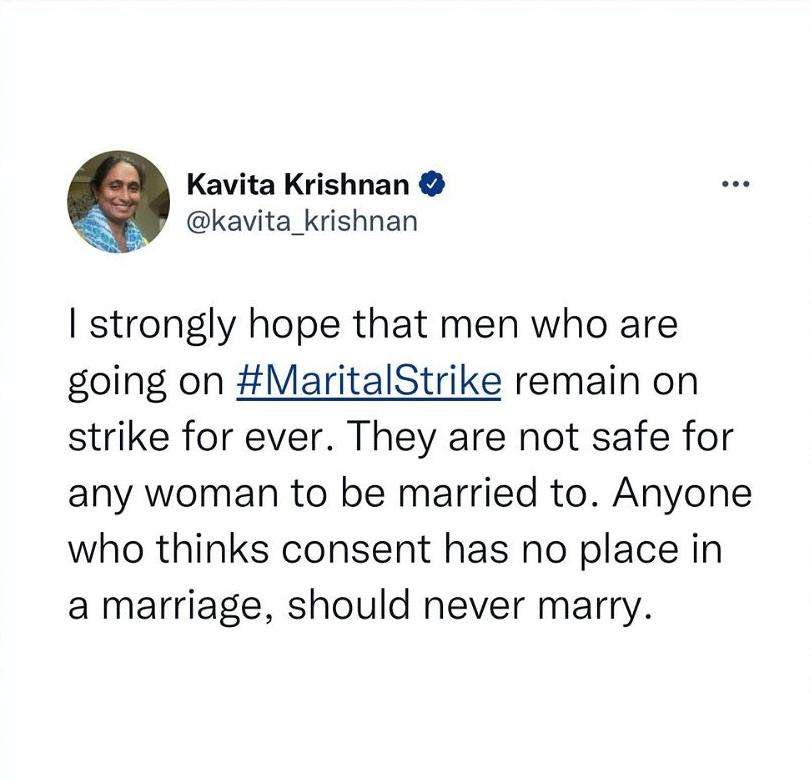 Tweet by Kavita Krishnan