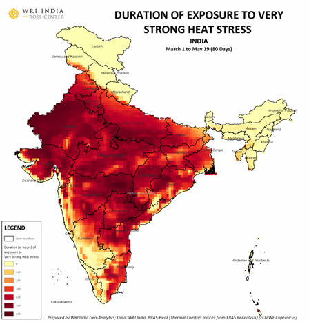 Figure 1. Heat stress across India and its implications for agriculture.